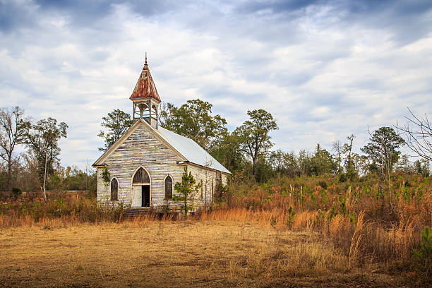 Abandoned Presbyterian Church in the Black Belt of Alabama stock photo