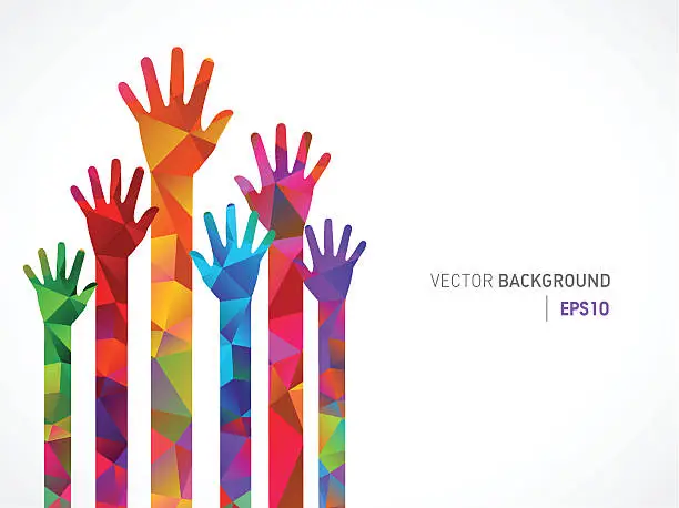 Vector illustration of Polygonal Colored Human Hands