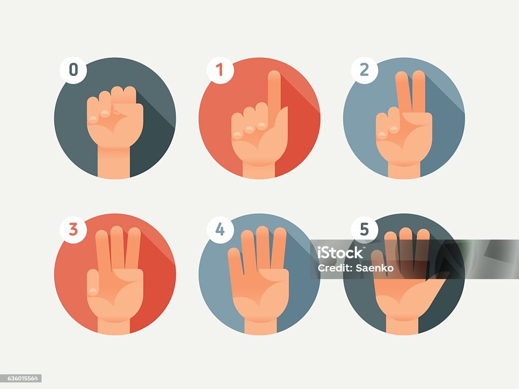 Hand count. Flat finger and number Hand count. Flat finger and number. One, two, three, four, five.. Counting stock vector