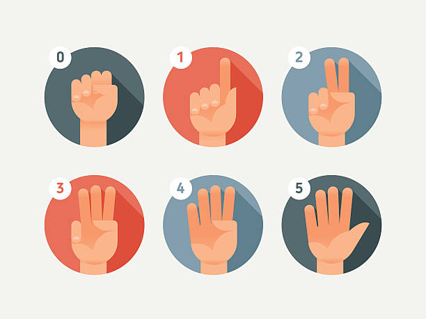 Hand count. Flat finger and number Hand count. Flat finger and number. One, two, three, four, five.. counting stock illustrations