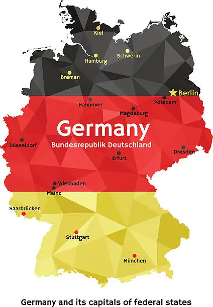 Vector illustration of Map of Germany - Bundesrepublik Deutschland