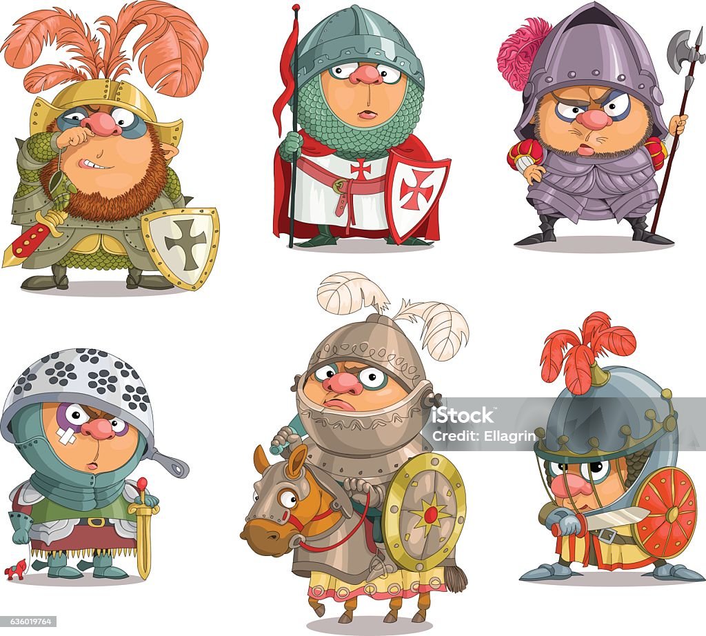 Funny Knights Stock Illustration - Download Image Now - Knight - Person,  Knight - Chess Piece, Cartoon - iStock
