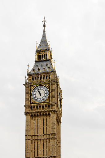 Big Ben, Houses of Parliament - isolated over white. Big Ben Panorama - Palace of Westminster, London