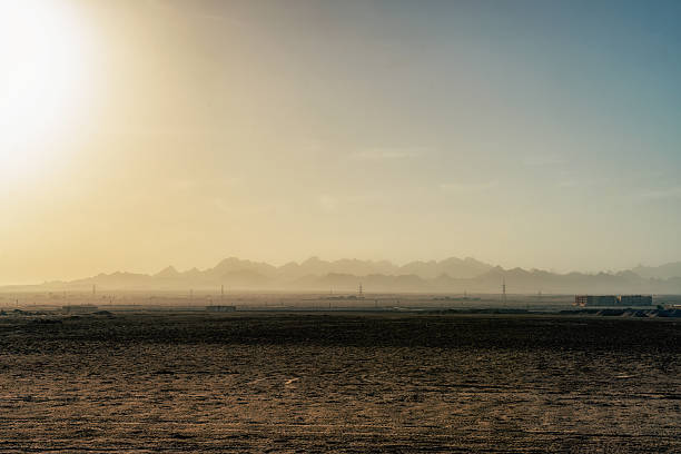 Desert landscape. Sahara landscapes an the sunset. Low light photo.