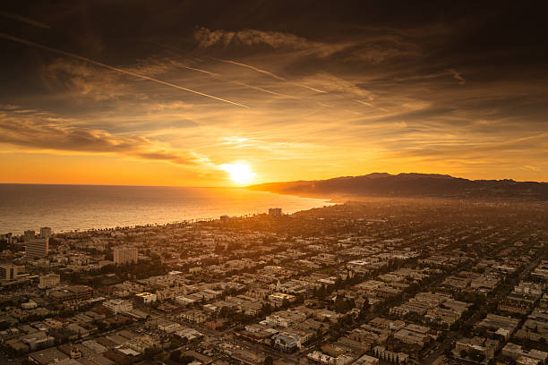 santa monica district from the helicopter