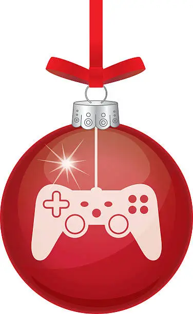 Vector illustration of Controller Red Christmas Ornament