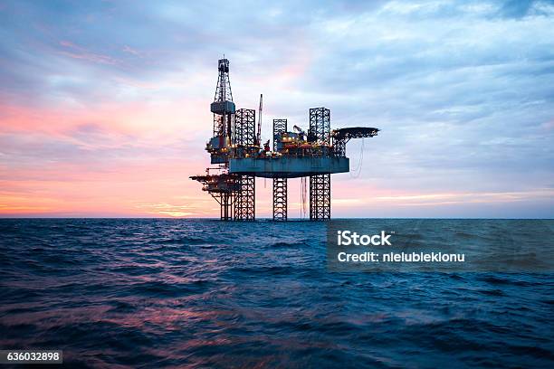 Offshore Jack Up Rig In The Middle Of The Sea Stock Photo - Download Image Now - Offshore Platform, Drilling Rig, Crude Oil