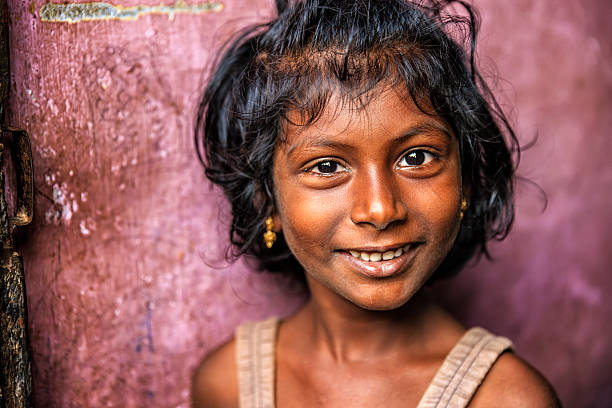 Portrait Of Indian Little Girl Kerala India Stock Photo - Download Image  Now - Child, Poverty, Portrait - iStock