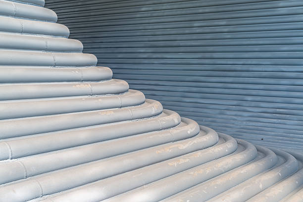 Metal tunnel detail Metal tunnel made of rounded steel pipes. deconstruct stock pictures, royalty-free photos & images