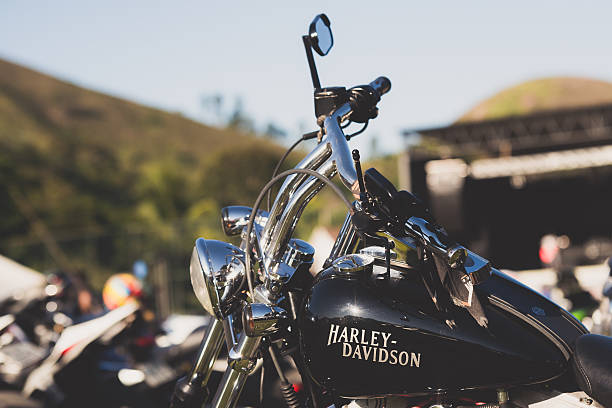 Borgosesia, Italy - June 28, 2015: A Harley Davidson motorbike parked in the streets of Borgosesia.