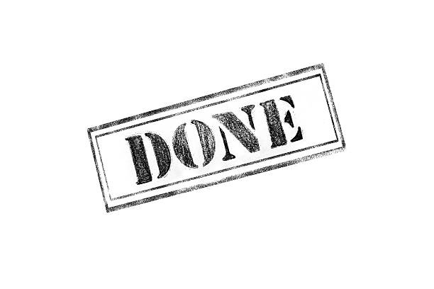 'DONE ' rubber stamp over a white background stock photo