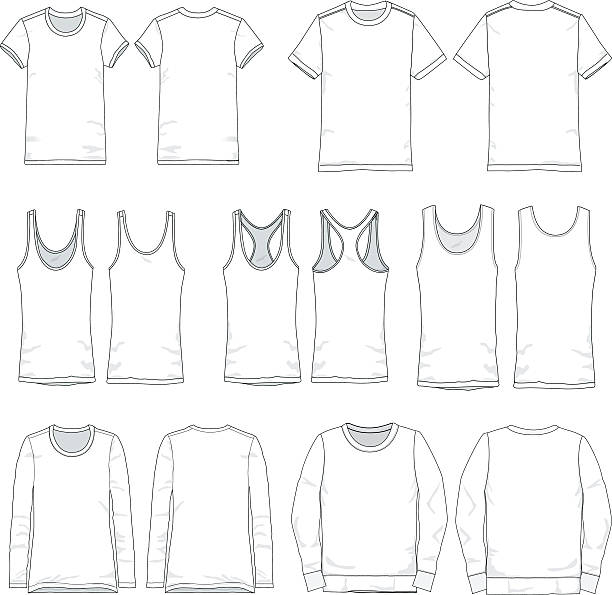 szablony tee dla mężczyzn i kobiet wektorowych - tank top illustrations stock illustrations