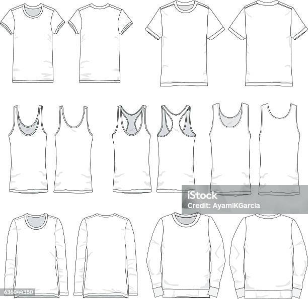 Vector Men And Women Tee Templates Stock Illustration - Download Image Now - Tank Top, T-Shirt, Women