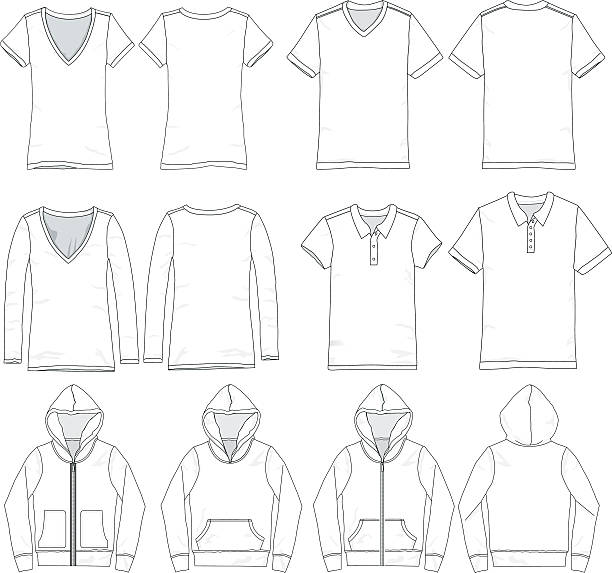 벡터 남성 및 여성 티 템플릿 - t shirt men template clothing stock illustrations