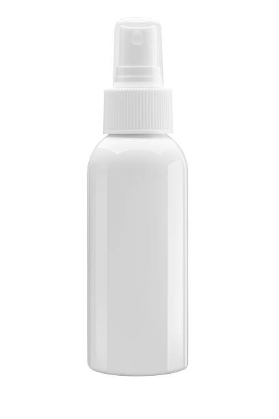 istock White Cosmetic bottle with spray pump isolated on white backgrou 636052422