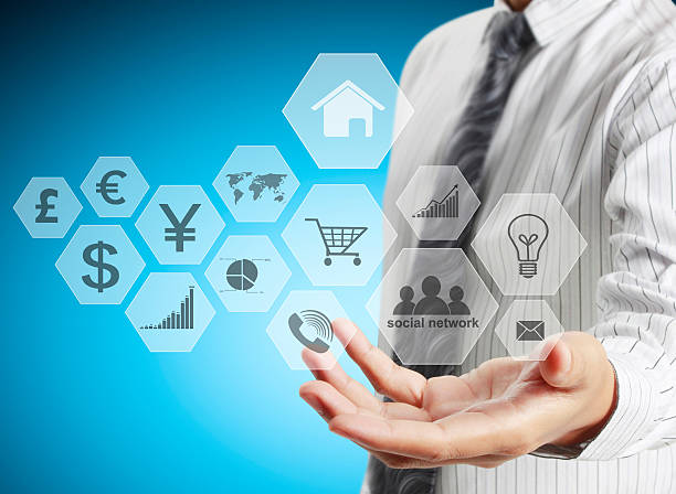 istock virtual icon of social network 636052678