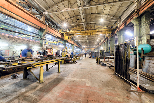 Workshop on production of handling removable devices. The welding department.