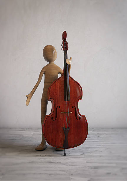 istock Musician play double bass in a modern studio room. 636056504