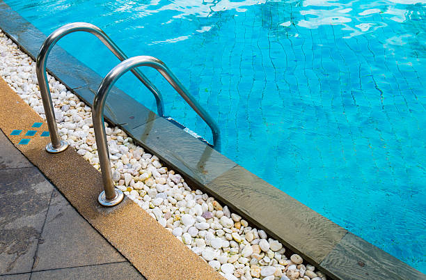 istock stair at the  pool for up on the pool. 636056564