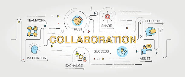 ilustrações de stock, clip art, desenhos animados e ícones de collaboration banner and icons - unity ideas gear concepts