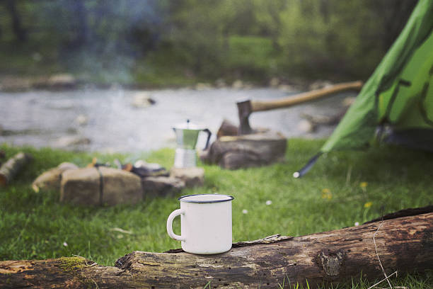istock Cooking breakfast on a campfire at a summer camp. 636060682