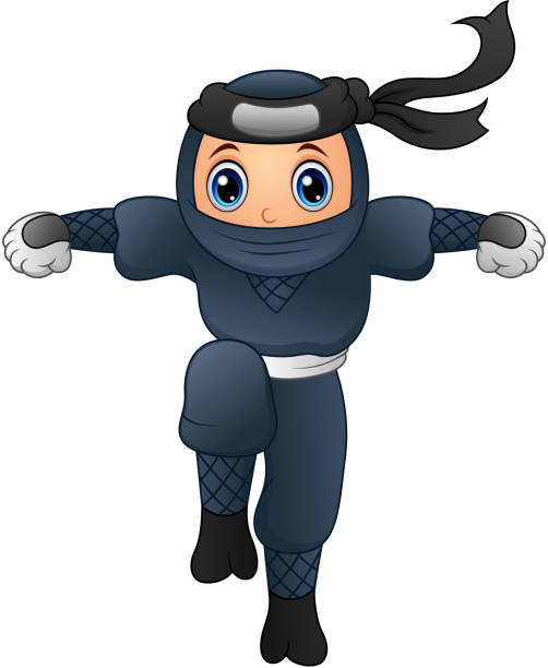 ilustrações, clipart, desenhos animados e ícones de ninja de desenho animado correndo - samurai katana chinese ethnicity men