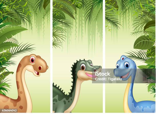 Set Of Three Cartoon Dinosaurs Stock Illustration - Download Image Now -  Animal, Animal Teeth, Animal Wildlife - iStock