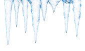 Ice stalactiles isolated on white