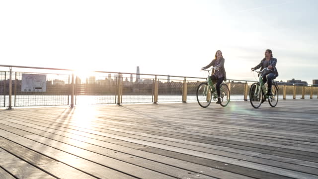 Cycling at sunset in New York