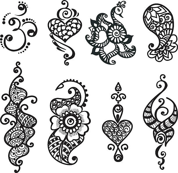 Tattoo Henna Mandala Set Stock Illustration - Download Image Now - Henna  Tattoo, Heart Shape, Abstract - iStock