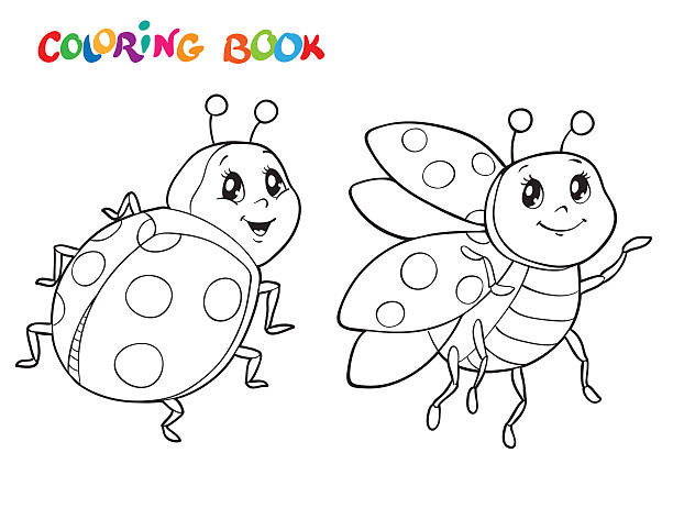 Coloring book with Ladybug. Vector illustration. Isolated on white. Coloring book or page with Ladybug. Vector illustration. Isolated on white. ladybird book stock illustrations