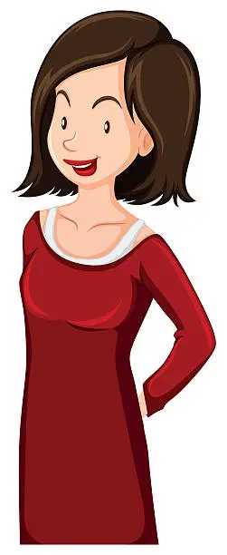 Vector illustration of Woman in red dress