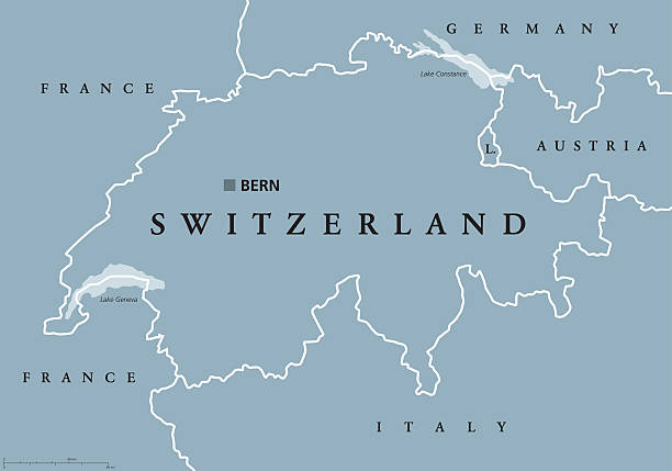 ilustrações, clipart, desenhos animados e ícones de mapa político da suíça - swiss confederation