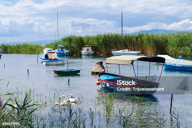 Boats By Struga Stock Photo - Download Image Now - River, Balkans, Black Color