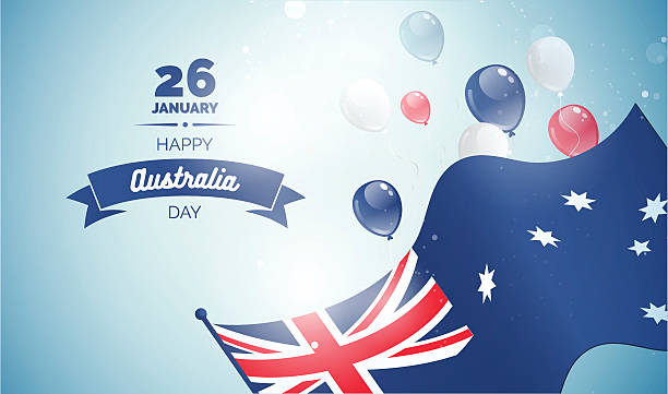 ilustrações de stock, clip art, desenhos animados e ícones de 26 january. australia day greeting card. celebration background - australia australia day celebration flag