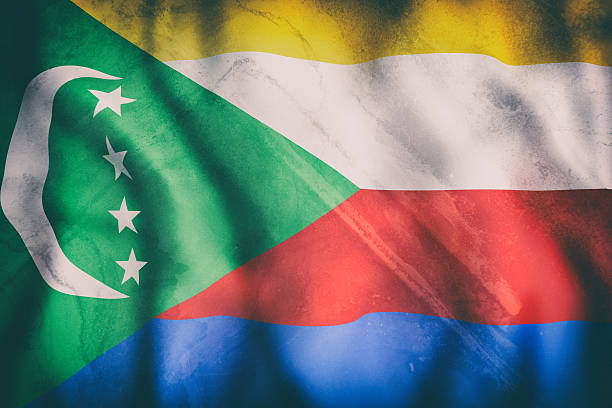 3d rendering of an old Union of the Comoros flag waving