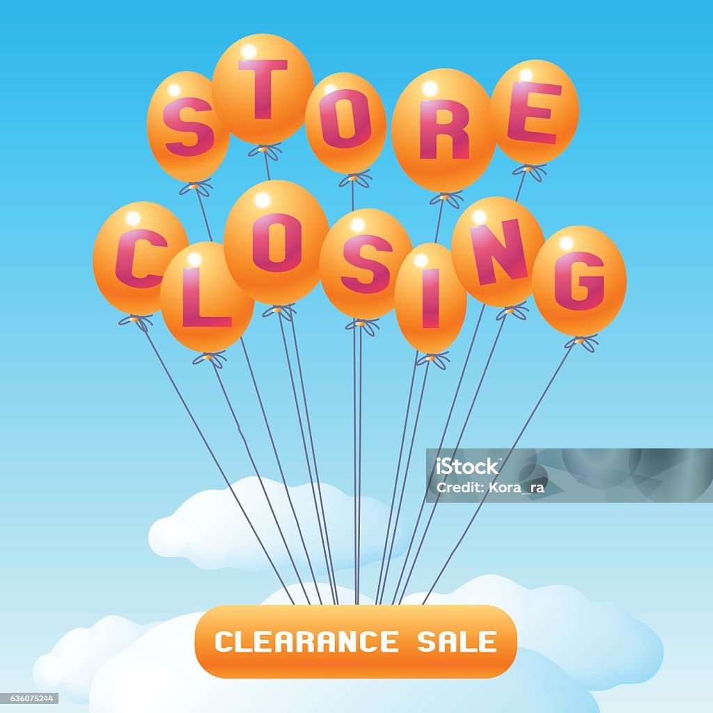 Store Closing Graphics Store Closing Vector Illustration Background With Balloons Stock ...