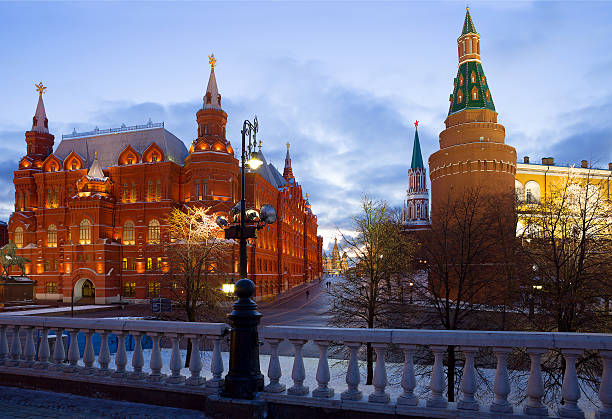 istock Historical Museum and Kremlin towers in Red Square Moscow 636077994