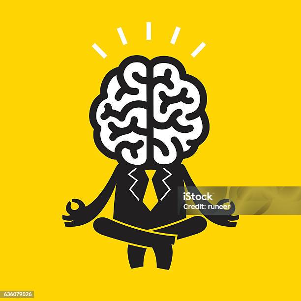 Meditating Businessman Yellow Business Concept Stock Illustration - Download Image Now