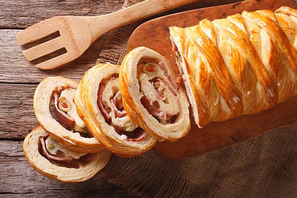 istock Venezuelan tasty bread pan de jamon close-up on the table 636079126