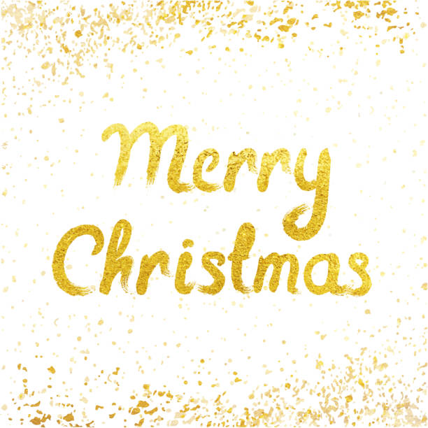 istock Vector Merry Christmas card with golden lettering and snowfall. 636081656