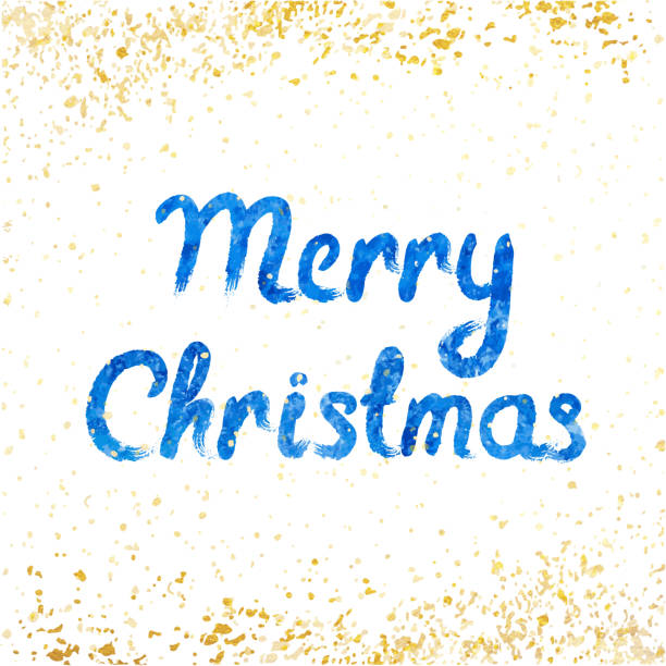 istock Vector Merry Christmas card with watercolor lettering and golden snowfall. 636081790