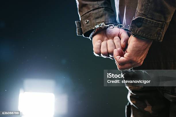 Handcuffed Soldier Stock Photo - Download Image Now - Handcuffs, Torture, Army