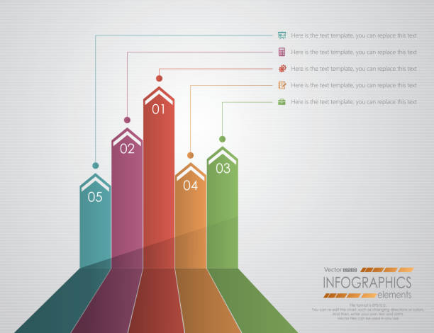 stockillustraties, clipart, cartoons en iconen met five progress arrows - rang