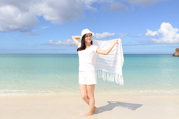 istock The woman who relaxes on the beach. 636090954