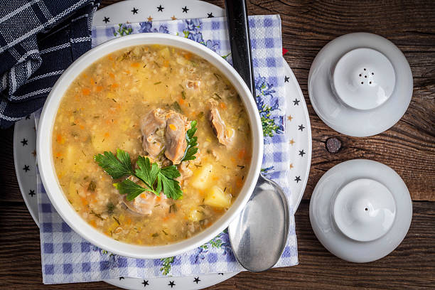 istock Soup with barley and chicken gizzards. 636094930