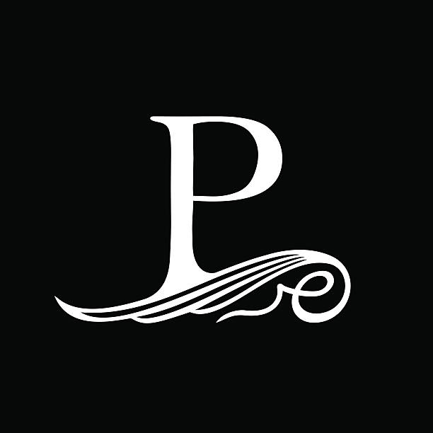 wielka litera p dla monogramów, emblematów i logo. piękne filigranowe - letter p text calligraphy old fashioned stock illustrations