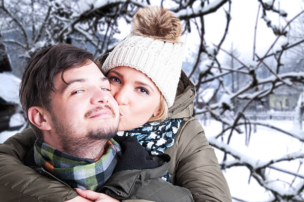 istock Beautiful woman in winter forest 636096702