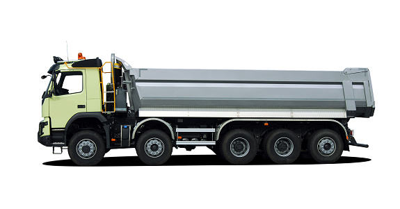 large tipper truck on the white background