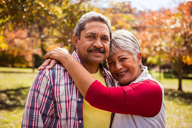 istock Elderly woman hugging his husband 636102112